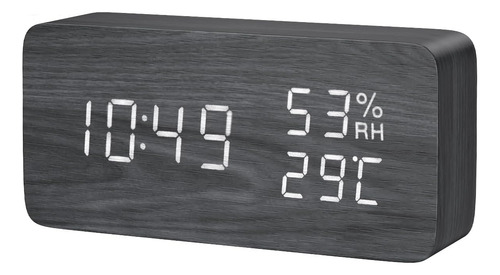 Reloj Despertador Digital De Madera, Reloj De Escritorio Led