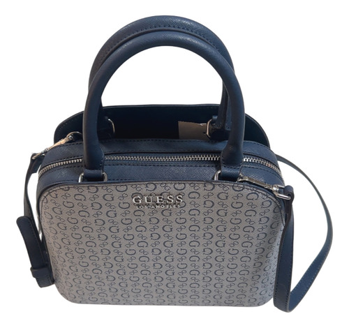 Bolsa Guess Handbag Satchel Original Azul Marino Lisa Níquel Azul Marino