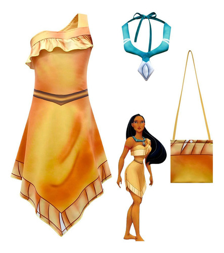 Pocahontas Cosplay Niñas Halter Vestidos Irregulares