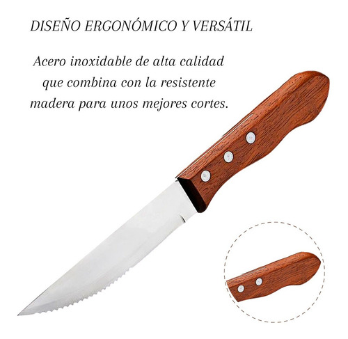 Cuchillos Set X4 Cocina Chef Para Carnes Bbq Madera Steak