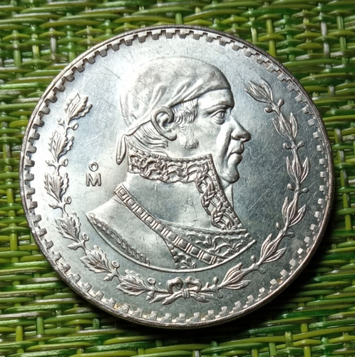 Moneda 1 Peso Plata Morelos 1957 Sin Circular Brillo Orig.