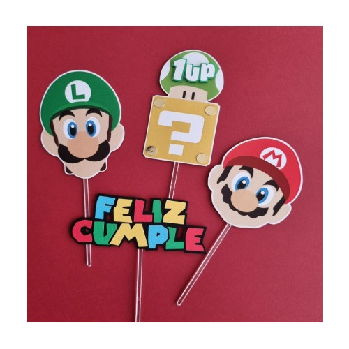 Topper Set X 4 Torta Mario Bros Cumpleaños - La Botica