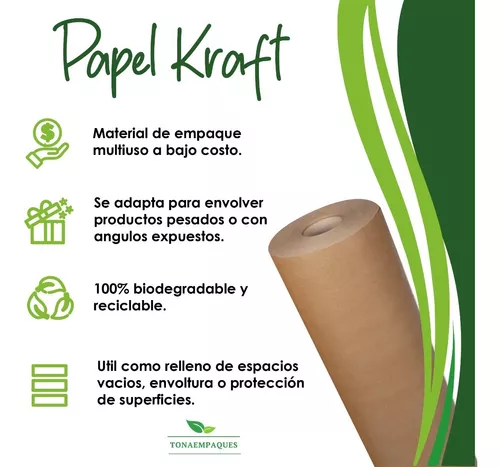 Papel Kraft rollo 45 cm de ancho x 206 metros de largo x Cal 125 g - Peso  12 Kg