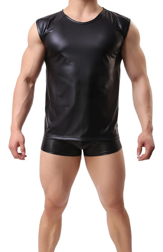 Onefit Hombres Sin Mangas De Cuero De Imitacion Top Sport Si