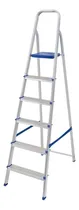 Comprar Escalera De Aluminio Tijera 6 Escalones Mor Plegable 5104 Base Antideslizante, Traba De Seguridad. Ultimo Escalon Como Plataforma Y Soporte De Aluminio Para Sujetarse