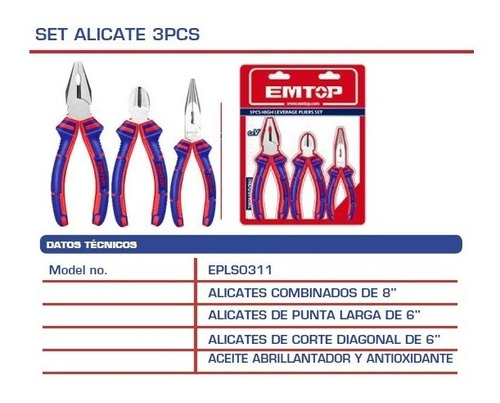 Imagen 1 de 3 de Set De 3 Alicates