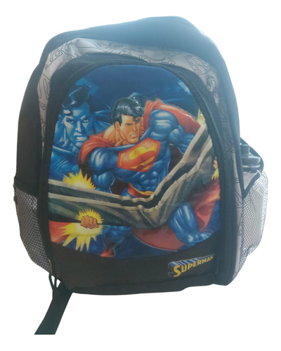 Mochila Superman Niño Escolar Con Bote Agua Super Man Heroe