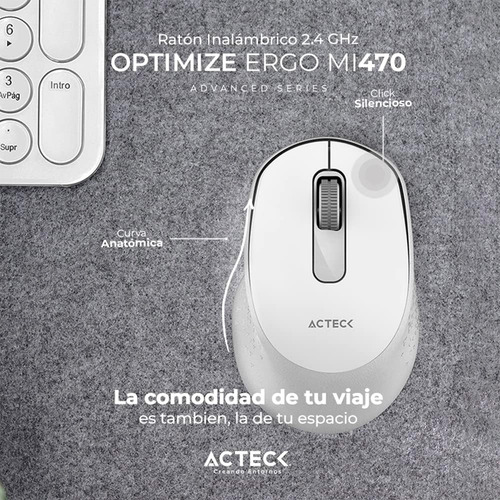 Mouse Acteck Mi470 1600dpi 2 Botones Inalambrico Usb Blanco