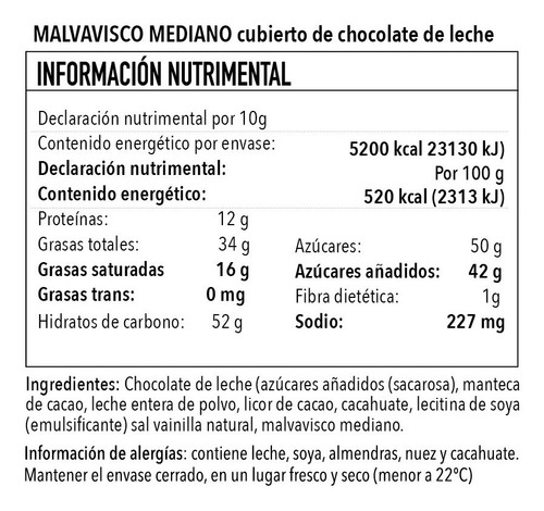 Malvavisco Mediano Con Chocolate De Leche (1 Kilo)