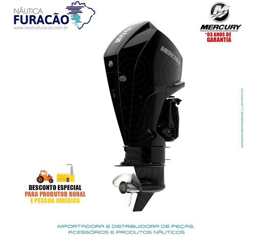 Motor De Popa Mercury 4 Tempos 225hp Cxl Efi V6 Dts Preto