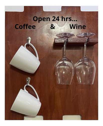 Porta Copas Flotante Madera De Pino Para Coffee & Wine Bar