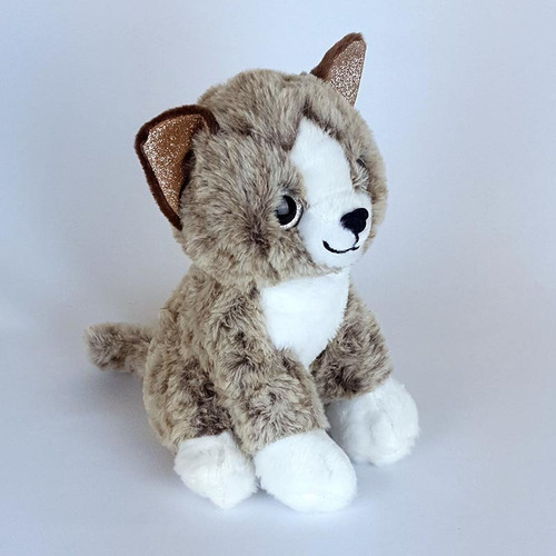 Imagem 2 de 3 de Gato Gatinho De Pelúcia 20cm Mesclado Bege Marrom