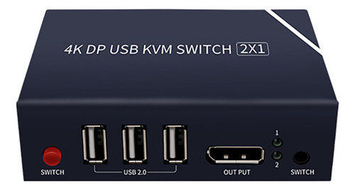 Conmutador Kvm Dp Switch 2x1 4k Hd 60 Hz Para Micrófono/disp
