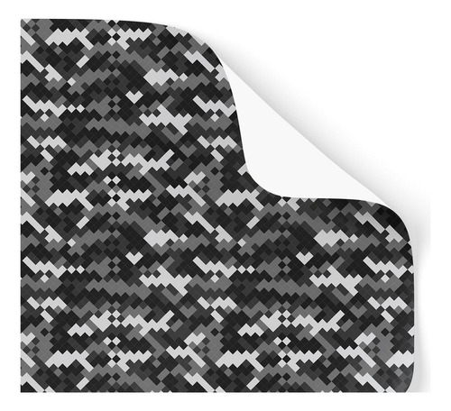 Adesivo Camuflado Preto E Branco Pixels 1,00x0,50m