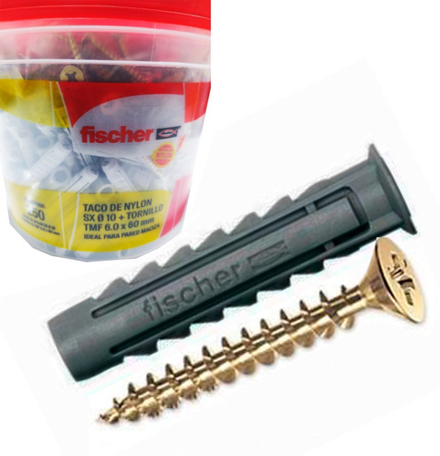 Tarugo Sx 10 Fischer + Tornillo Fix 6x60  250 Un + Dispenser