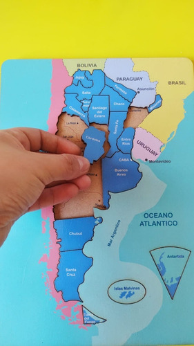 Imagen 3 de 10 de Rompecabezas Madera Mapa Argentina Puzzle 25 Piezas Infantil