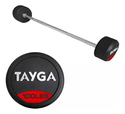 Barra Recta Con Peso Integrado 100 Lbs, Gym Tayga Color Negro