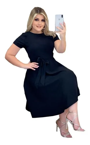 Vestido midi preto mercado cheap livre