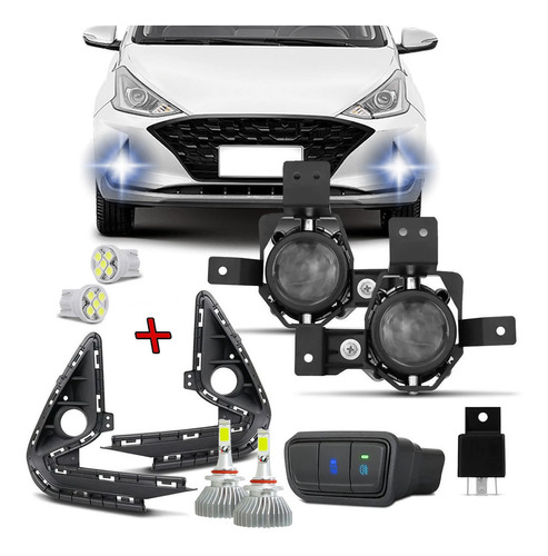 Kit Farol De Auxiliar Hyundai Hb20 Hb20s 2020 2021+led 2d 6k