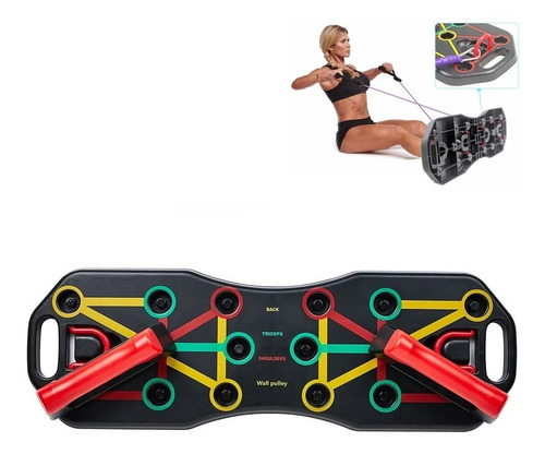 Aparelho Prancha Exercícios Flexão Extensor Elástico Braço Cor Preto