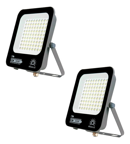 Pack De 2 Reflectores Led 50 Watts Luz Blanca Fría Protección Ip65 Base Ajustable Disipación De Calor Ahorro De Energía Ideal Para Exteriores