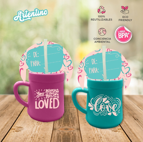 2 Mate Bombilla Regalo Original San Valentin Día Enamorados