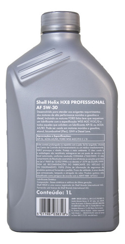 Óleo De Motor Shell Helix Hx8 Professional 5w30 Af Ford