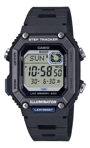 Reloj Casio Illuminator Ws-b1000-1av Para Hombre E-watch Correa Negro Bisel Negro Fondo Gris