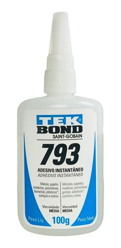Kit 5 Cola Adesivo Instantâneo Tek Bond 793 100g