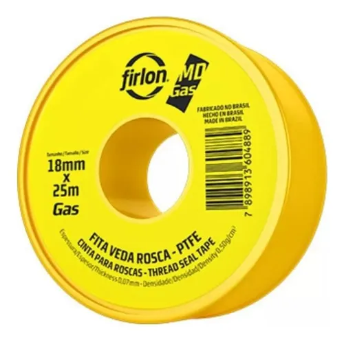 Fita Veda Rosca Firlon Md-gas Carretel 18 Mm X 25 M