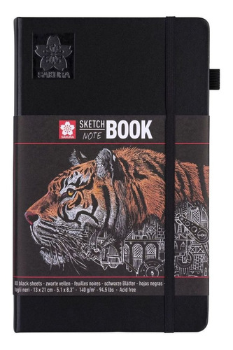  Sakura Sketchbook Sketch Note Book 80 hojas  hojas negras 1 materias unidad x 1 21cm x 13cm color negro