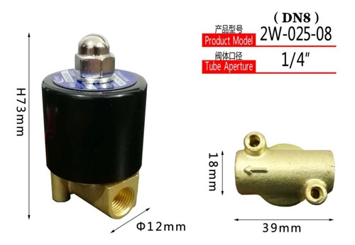 Imagen 3 de 3 de Valvula Solenoide 12v 1/4 Pulgadas Na Electrovalvula