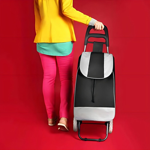Carrito de compras plegable Feira para supermercado con capacidad para 30 kg, color rojo