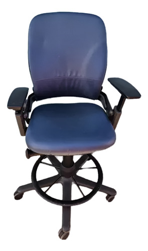 Silla Ergonómica De Oficina Tipo Taburete Steelcase Leap V2 Celeste Cuero Sintético (Usado)