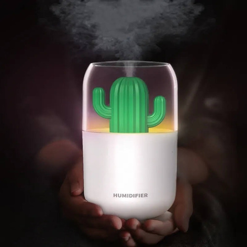 Humidificador Aromatizador Cactus Usb Difusor Luz Led 300ml