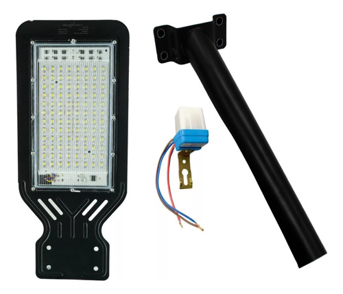 Super Lampara Suburbana Led 100w Con Brazo Y Fotocelda 