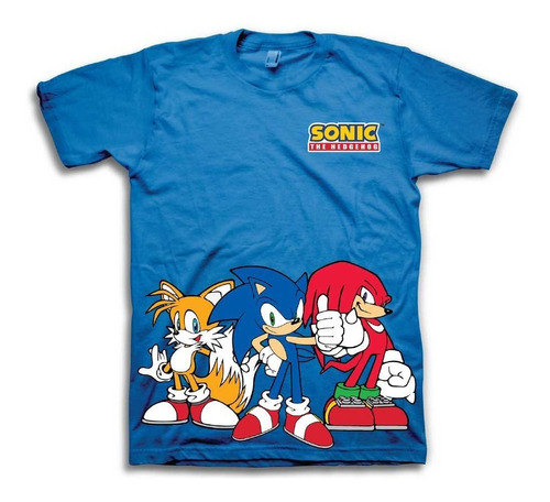Sega Niños Sonic The Hedgehog Camisa - Con Sonic, Tails, Knu