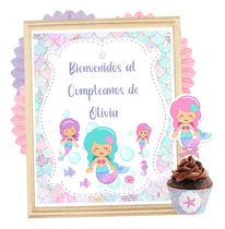 Comprar Kit Imprimible Sirenas Bajo Del Mar Cumpleaños Candy Bar