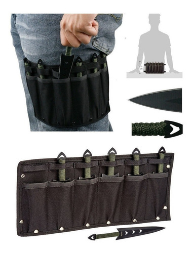 Kit 6 Facas Punhal Jogo De Arremesso + Coldre Perna