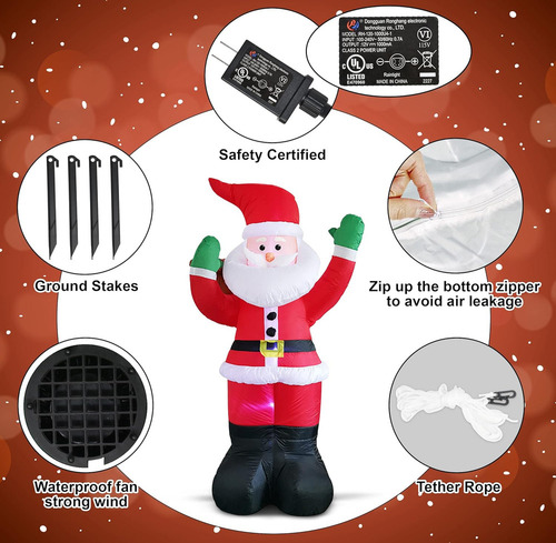 Ce Para Aa Decoração De Natal Papai Noel Inflável Gigante De
