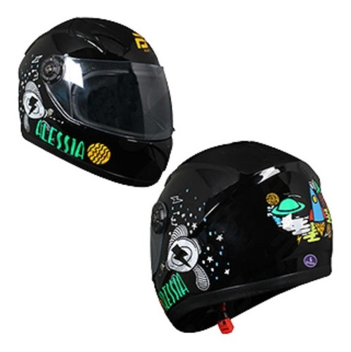 Casco Infantil Cerrado  Negro   Alessia 