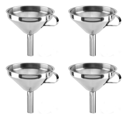 Set X 4 Embudos De Cocina De Acero Inoxidable 12,5 X 14 Cm