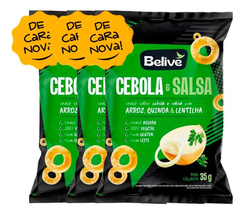 Salgadinho Belive Cebola E Salsa Sem Glúten 3 Pacotes De 35g