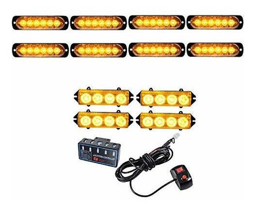 Ensamblaje De Luz De Seña 8pcs Ultra Slim 6-led 18w Precauci