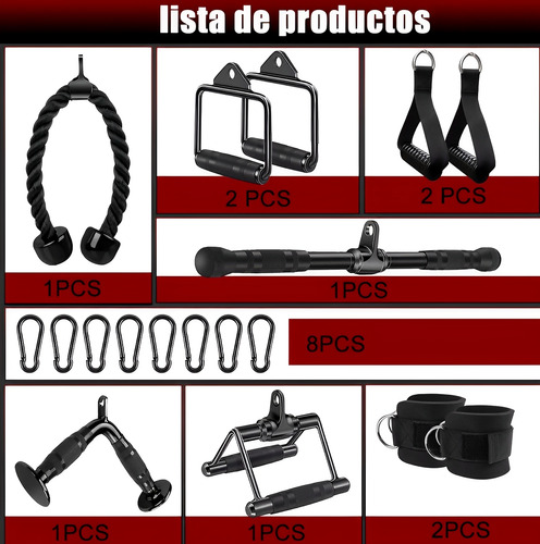 Agarres Para Gym 10pcs Agarradera Maneral Kit Con 8 Ganchos