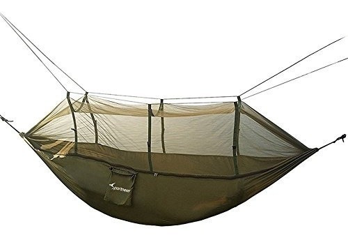 Sportneer Camping Hammock W / Mosquito Net, Paracaídas Tejid