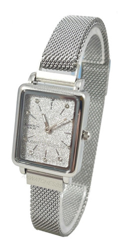 Reloj Knock Out Mujer Malla C Iman Plateado Glitter 0925-666