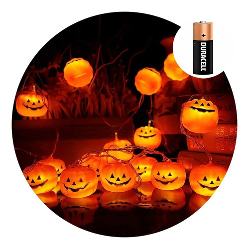 Luces Guirnalda De Calabaza Halloween A Pila Decorativas