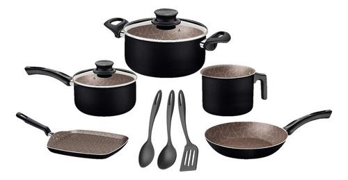 Batería de cocina Tramontina RIVOLI Rivoli con 10 piezas negro