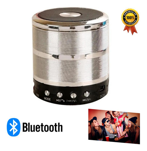 Mini Caixinha De Som Bluetooth Ws-887 Sem Fio Portátil Cor Prateado 110V/220V